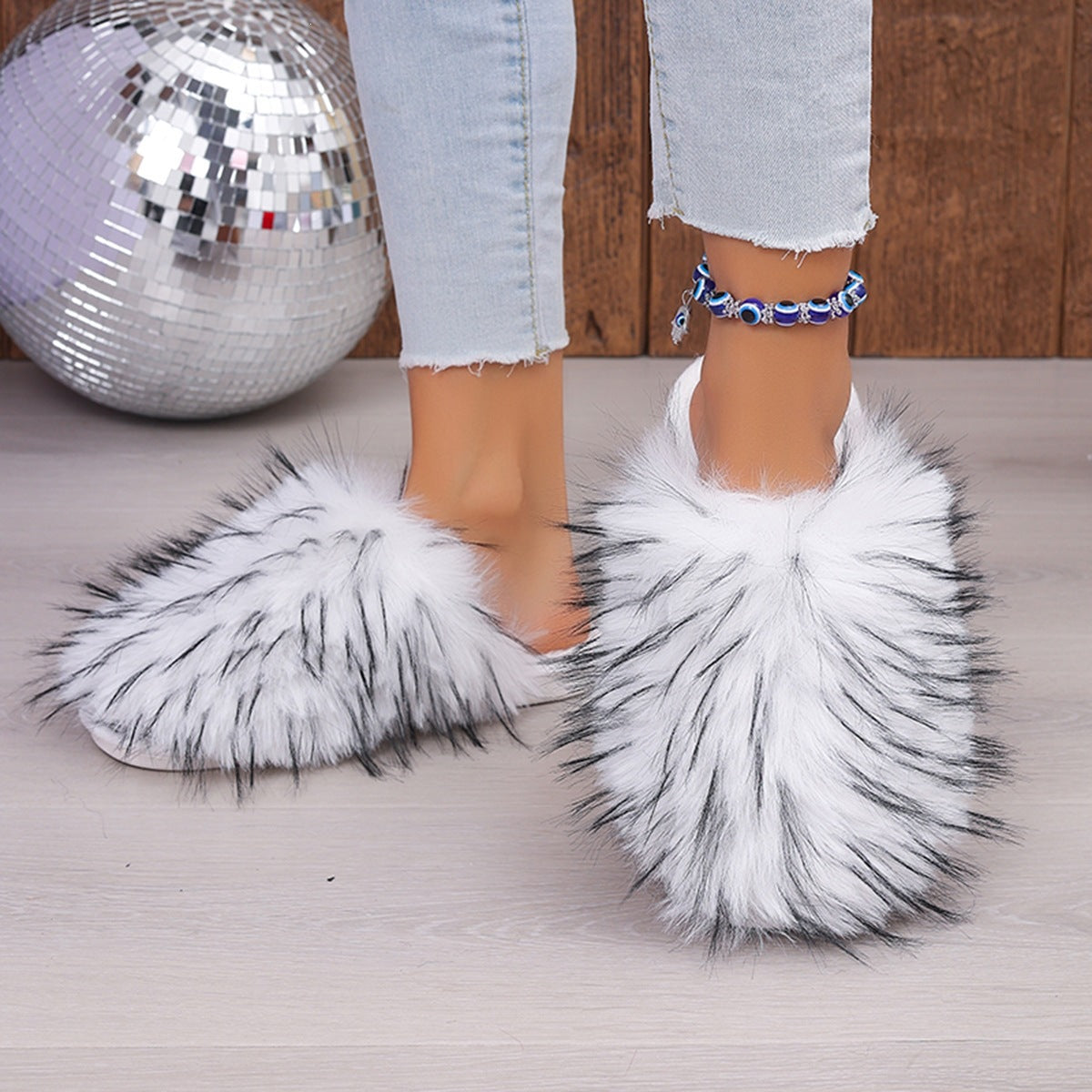 Fluffy Faux Fur Slide Slippers