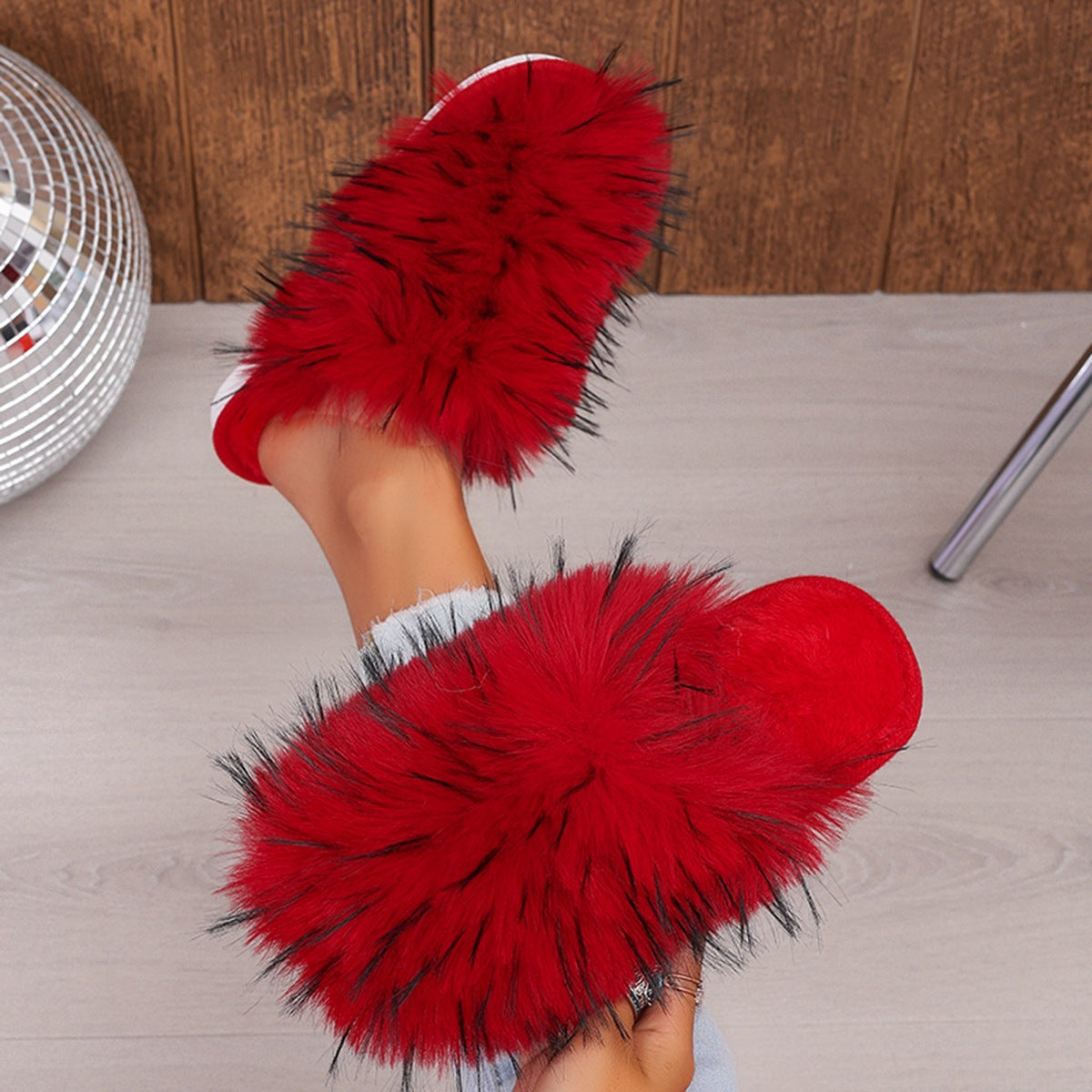 Fluffy Faux Fur Slide Slippers