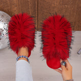 Fluffy Faux Fur Slide Slippers