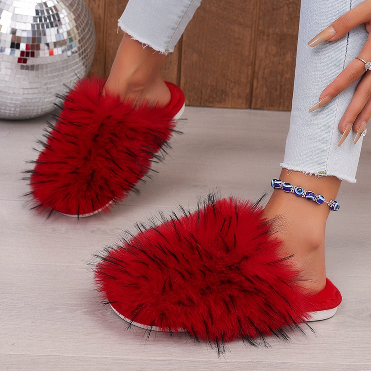 Fluffy Faux Fur Slide Slippers