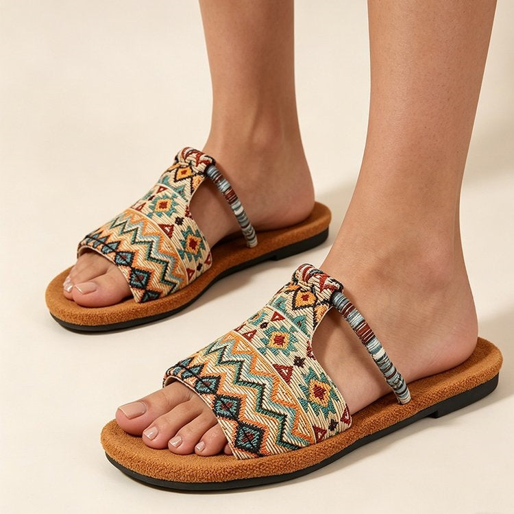 Women's Boho Flat Slide Sandals