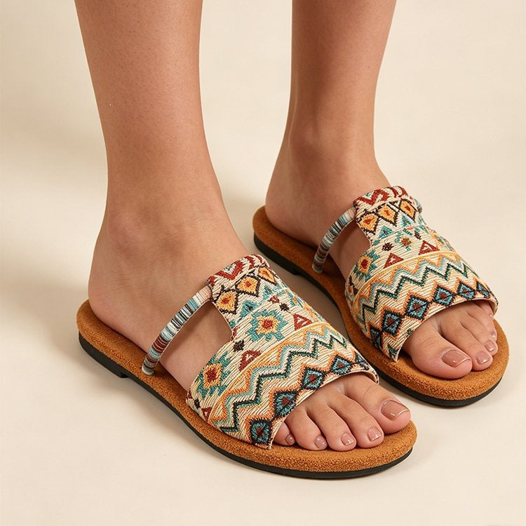 Women's Boho Flat Slide Sandals