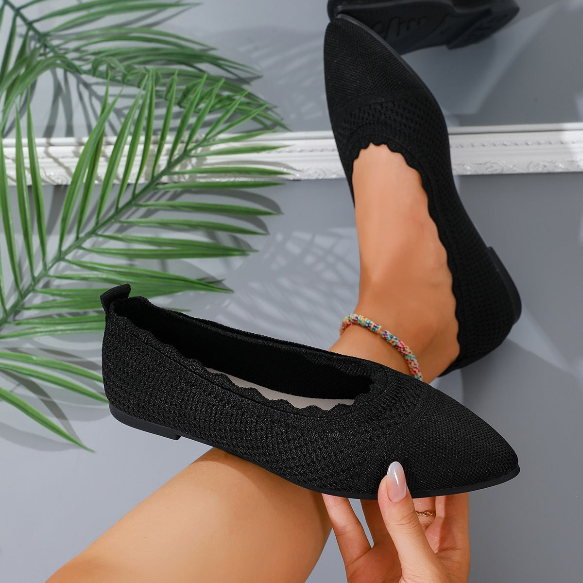 Women's Pointed Toe Knit Flats