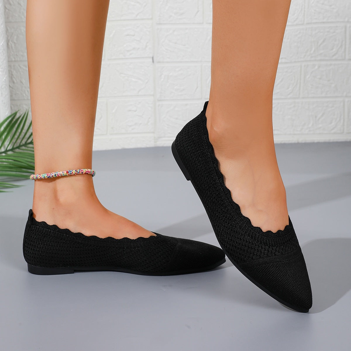 Women's Pointed Toe Knit Flats
