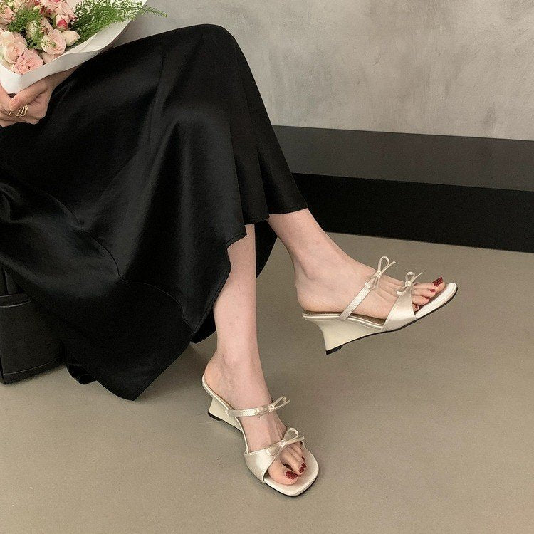 Women's Bow Strap Low Heel Sandals