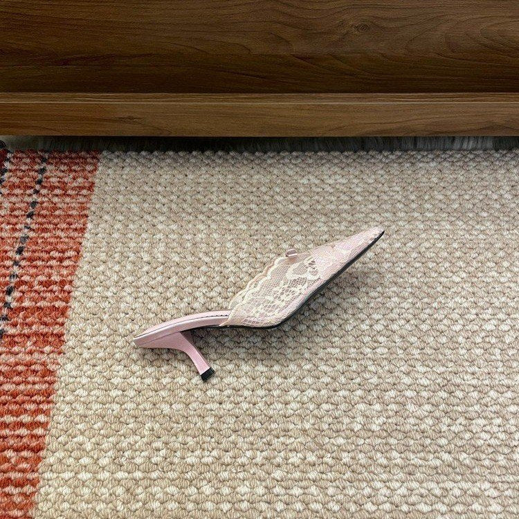 Women's Lace Pointed Toe Slide Mules