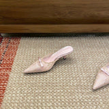Women's Lace Pointed Toe Slide Mules