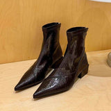 Pointed Toe Block Heel Ankle Boots