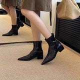 Pointed Toe Block Heel Ankle Boots
