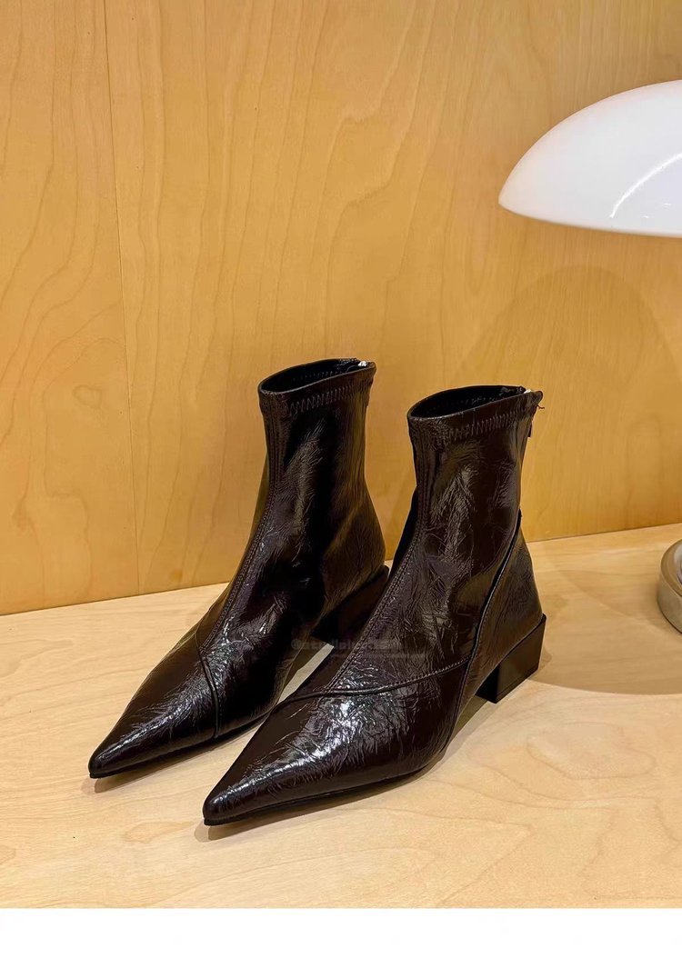 Pointed Toe Block Heel Ankle Boots