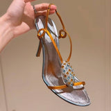 Women's Rhinestone Heeled Sandals