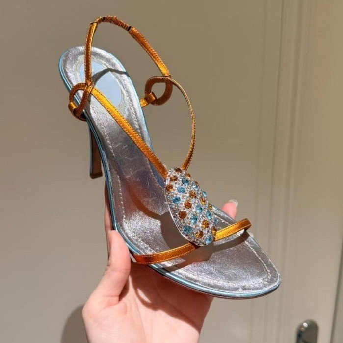 Women's Rhinestone Heeled Sandals