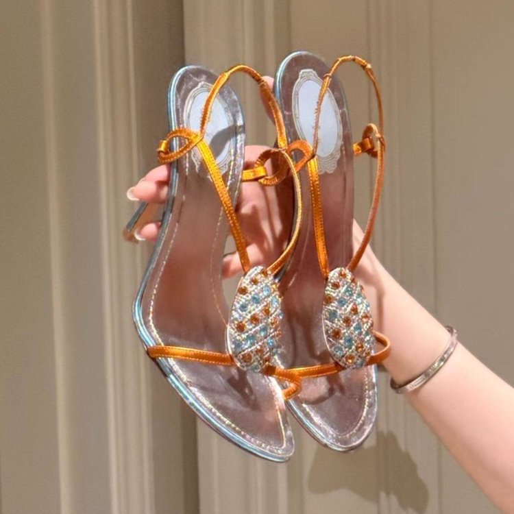 Women's Rhinestone Heeled Sandals