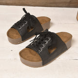 Women's Lace-Up Platform Slide Sandals