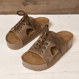 Women's Lace-Up Platform Slide Sandals