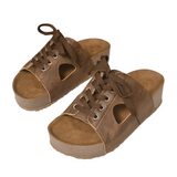 Women's Lace-Up Platform Slide Sandals