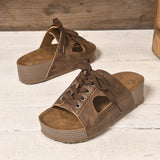 Women's Lace-Up Platform Slide Sandals