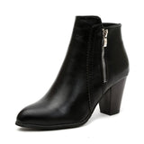 Women's Side Zipper Block Heel Ankle Boots