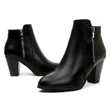 Women's Side Zipper Block Heel Ankle Boots