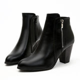 Women's Side Zipper Block Heel Ankle Boots