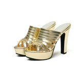 Women's Metallic Gold Platform Heels