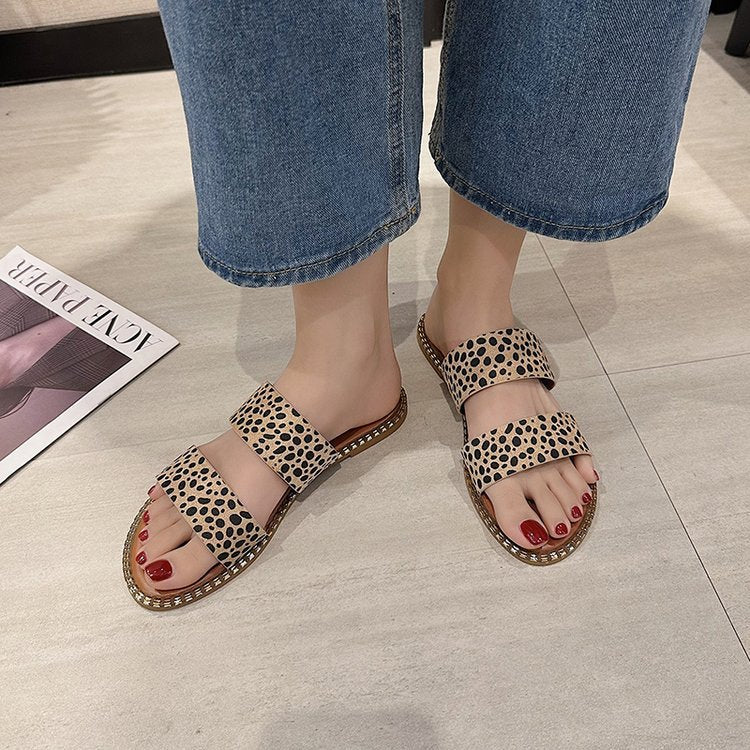Women's Double Strap Flat Slide Sandals