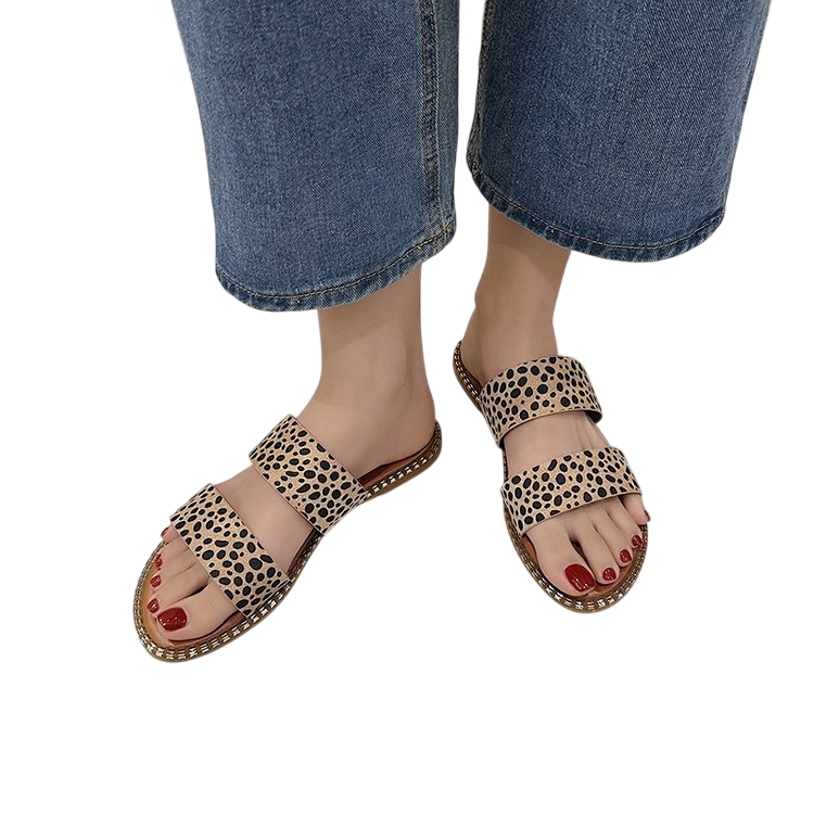 Women's Double Strap Flat Slide Sandals