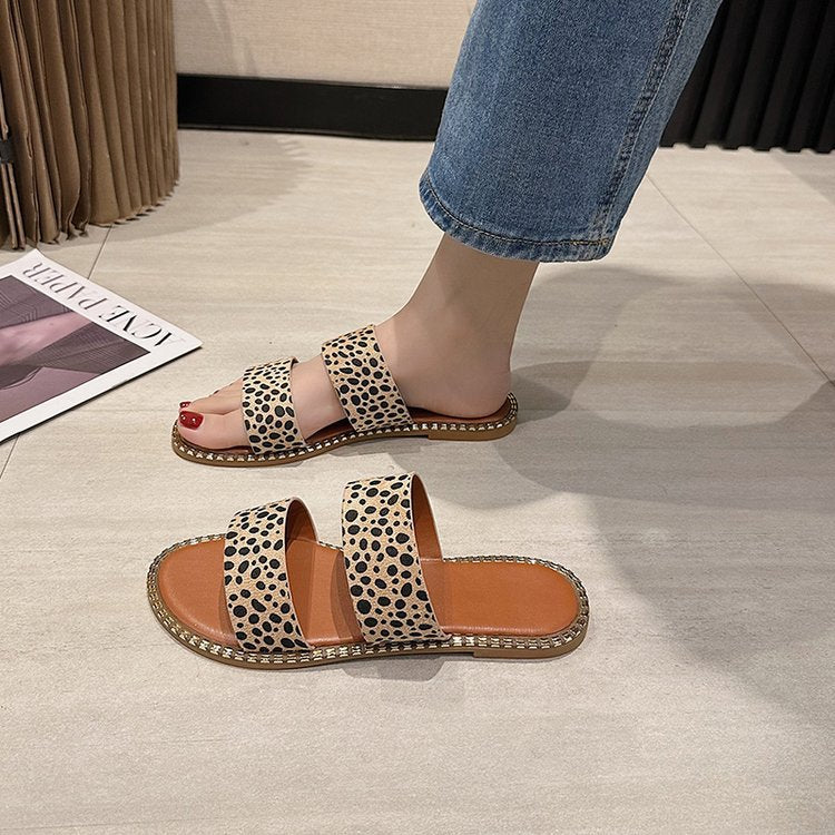 Women's Double Strap Flat Slide Sandals