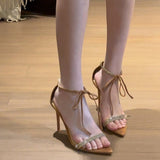 Women’s Rhinestone Strappy Heeled Sandals