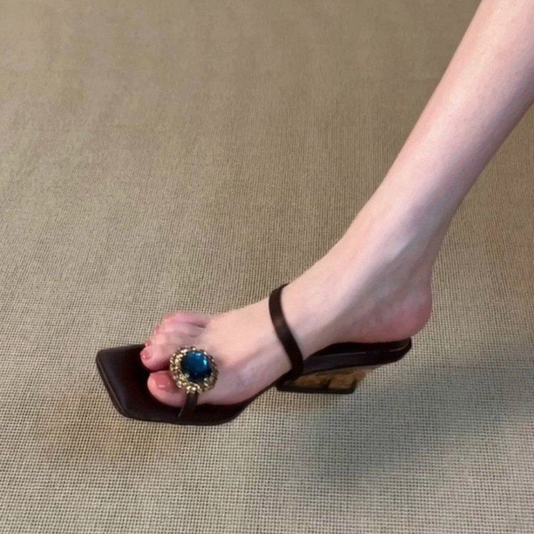 Women’s Gemstone Square Toe Heeled Sandals