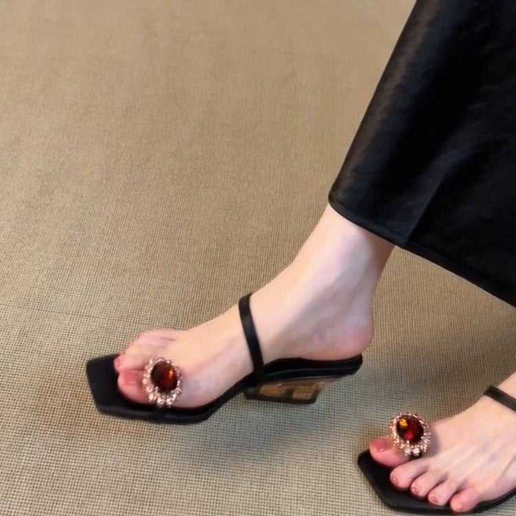 Women’s Gemstone Square Toe Heeled Sandals