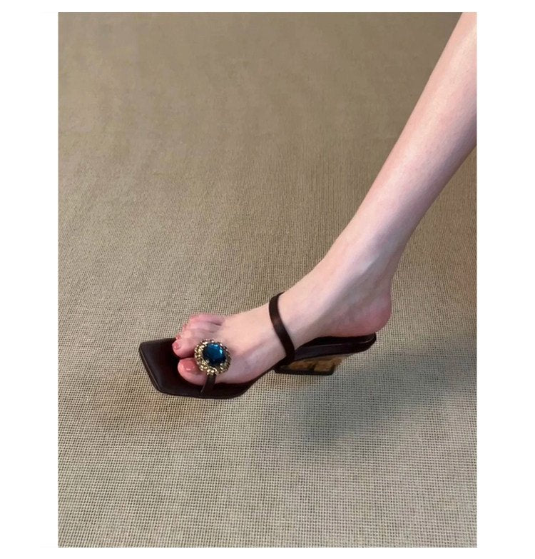 Women’s Gemstone Square Toe Heeled Sandals