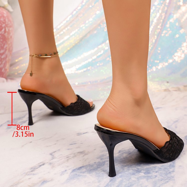Women’s Lace Open Toe Stiletto Heels