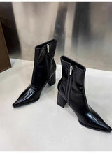 Pointed-Toe Block-Heel Boots