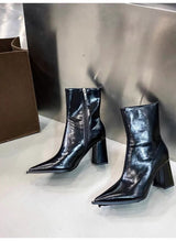 Pointed-Toe Block-Heel Boots