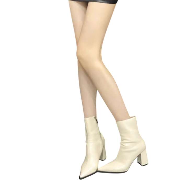 Pointed-Toe Block-Heel Boots