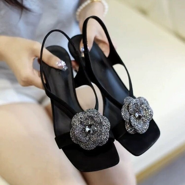 Women’s Elegant Open Toe Ankle Strap Heeled Sandals with Embellishment