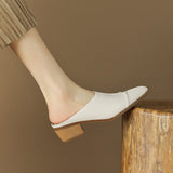 Women's Pointed Toe Slip-On Loafers with Low Block Heels