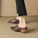 Women's Pointed Toe Slip-On Loafers with Low Block Heels