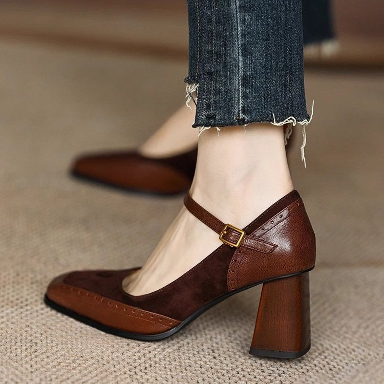 Women's Block Heel Mary Jane Shoes