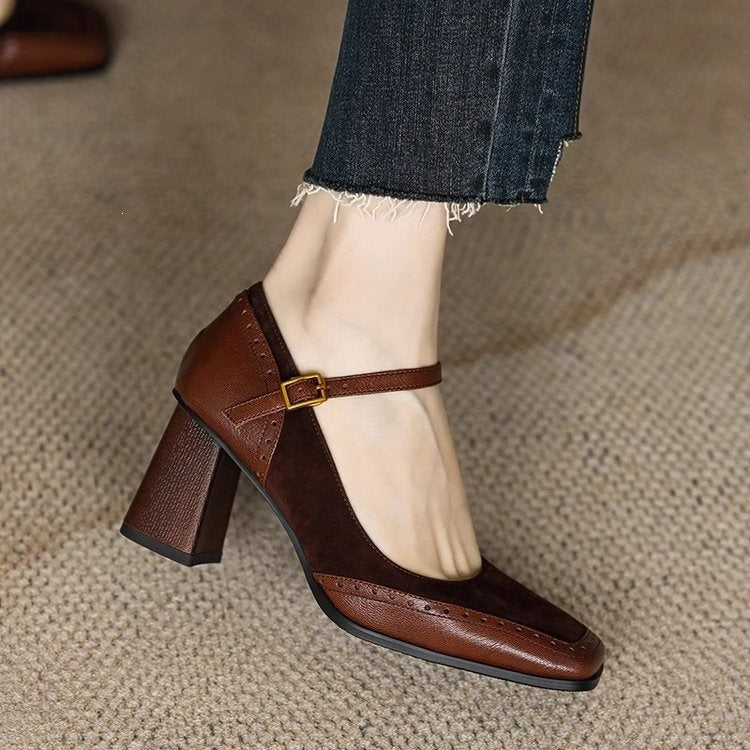 Women's Block Heel Mary Jane Shoes
