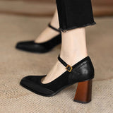 Women's Block Heel Mary Jane Shoes