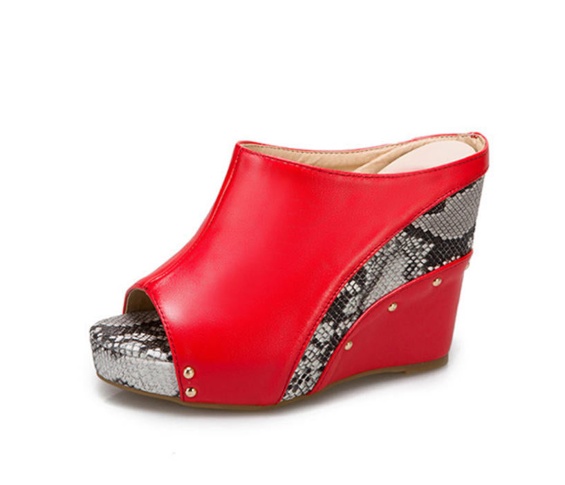 Women's Open-Toe Wedge Mule Sandals