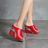 Women's Open-Toe Wedge Mule Sandals