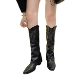 Women's Western-Inspired Knee-High Boots with Studded Details