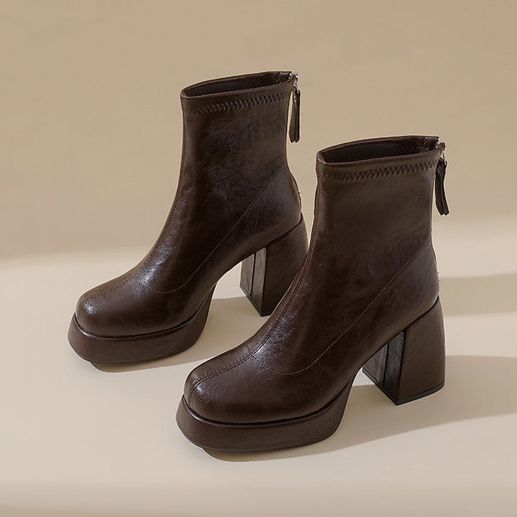 Women's Chunky Heel Platform Ankle Boots