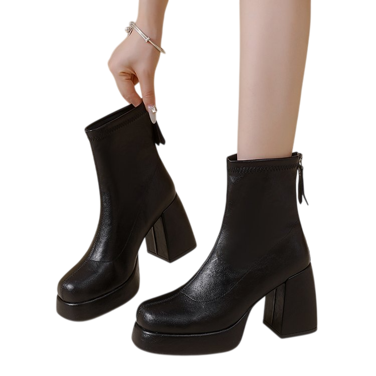 Women's Chunky Heel Platform Ankle Boots
