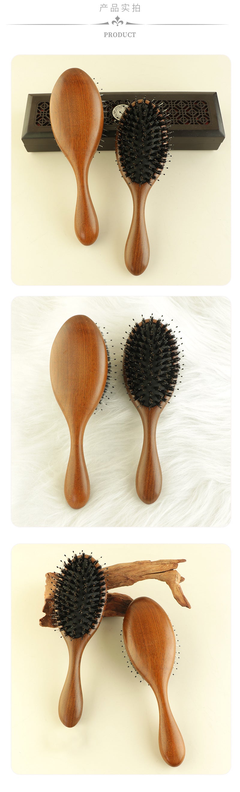 Hairbrush with Black Boar Bristles