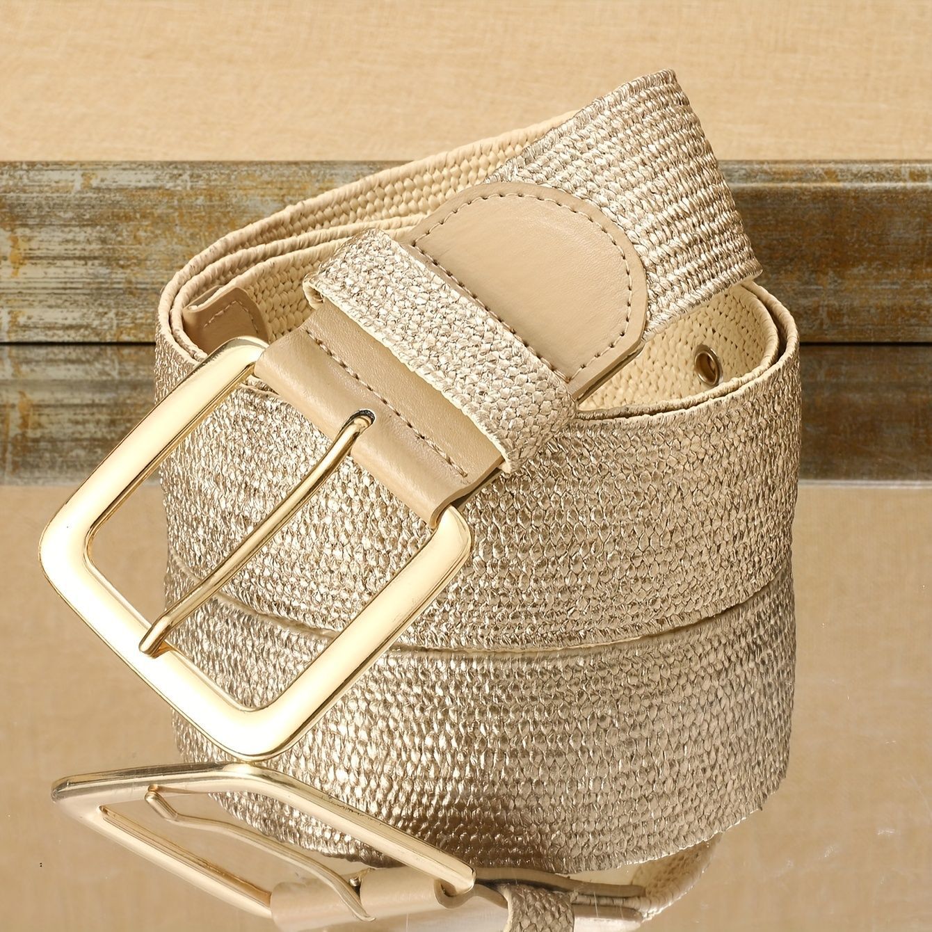 Textured Belt with Metallic Buckle