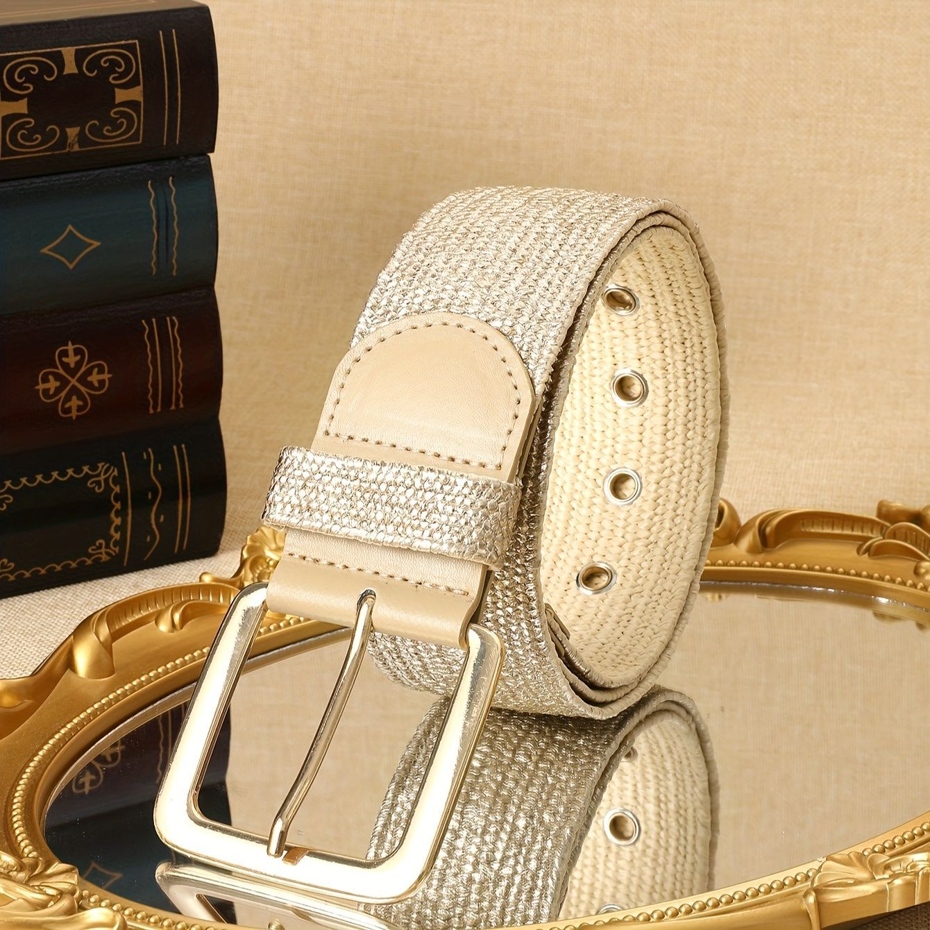Textured Belt with Metallic Buckle